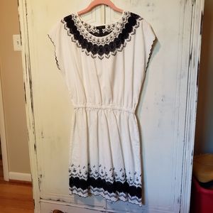 JCrew White and Navy Dress